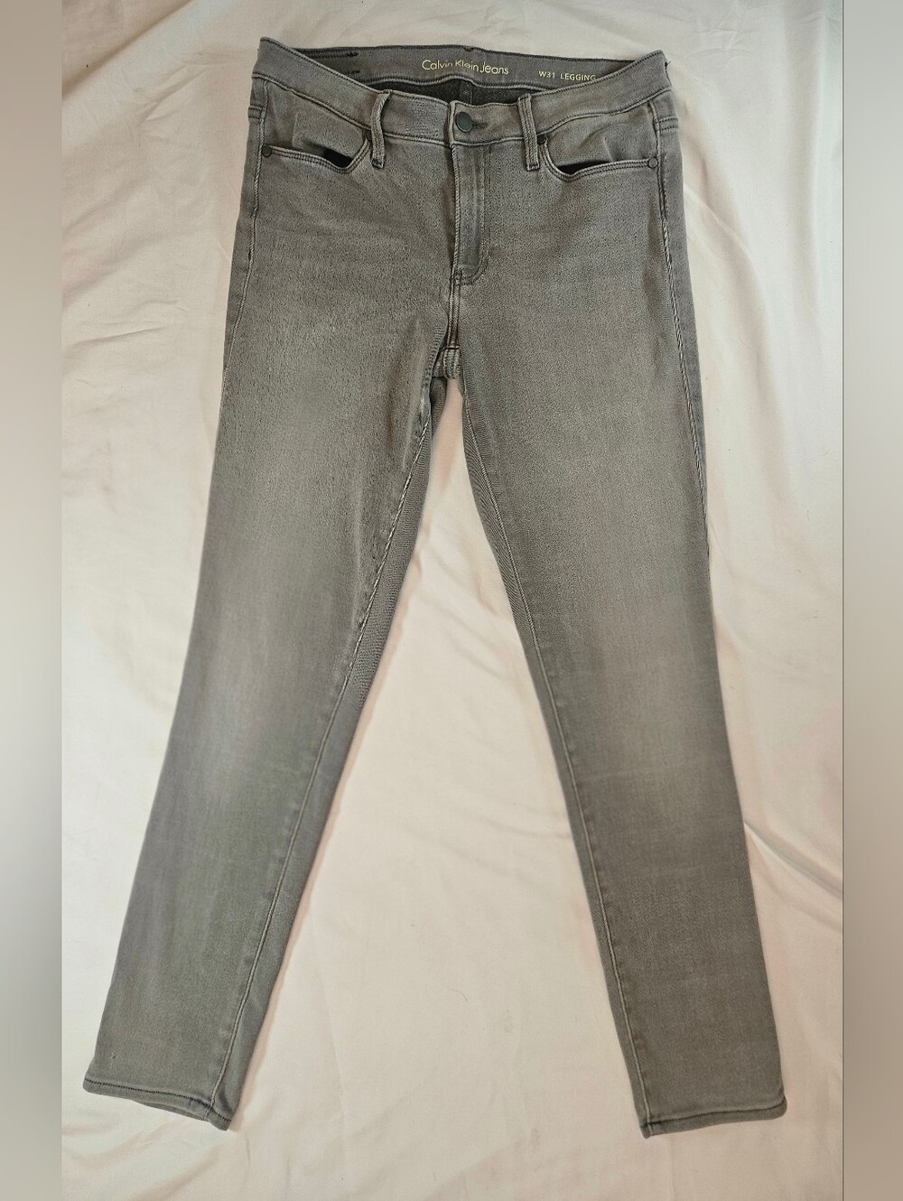 Calvin Klein Womens Gray Skinny Four Pocket Button & Zip Legging Jeans Size 31